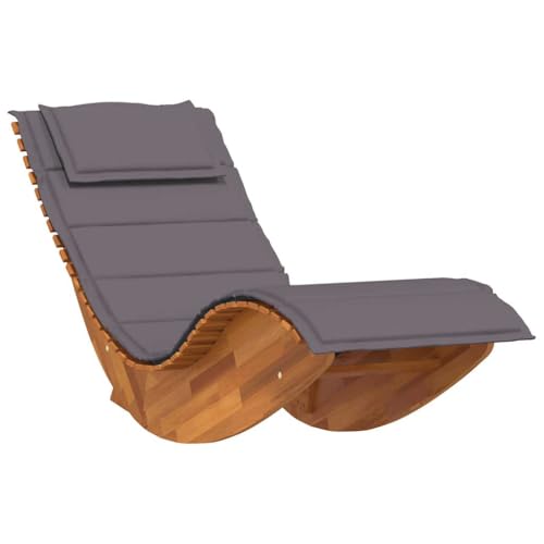 Genérico Wenjingqi 4103883 Schaukelstuhl mit Kissen aus massivem Akazienholz, Braun von Genérico