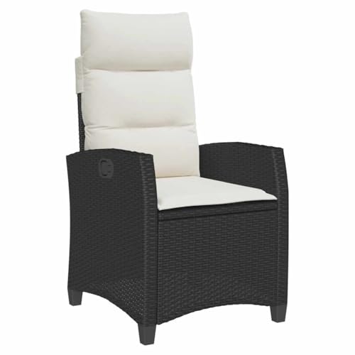 Genérico Wenjingqi 4108270 Gartenstuhl mit Beistelltisch, Rattan, Schwarz, Schwarz von Genérico