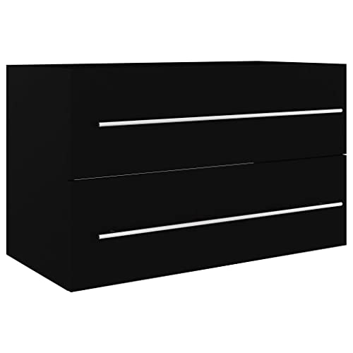 Genérico Wenjingqi 804702 Waschbeckenschrank, Holz, 80 x 38,5 x 48 cm, Schwarz von Genérico