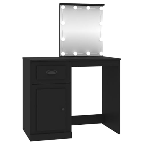 Genérico Wenjingqi 816769 Schminktisch mit LED, Sperrholz, Schwarz, 90 x 50 x 132,5 cm Genérico Wenjingqi 816769 Schminktisch mit LED, Sperrholz, Schwarz, 90 x 50 x 132,5 cm von Genérico