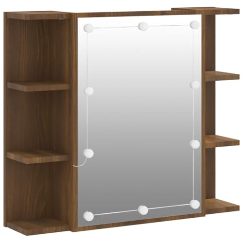 Genérico Wenjingqi 820453 Spiegelschrank mit LED-Lichtern, Eiche, Braun, 70 x 16,5 x 60 cm, Braun Genérico Wenjingqi 820453 Spiegelschrank mit LED-Lichtern, Eiche, Braun, 70 x 16,5 x 60 cm, Braun von Genérico