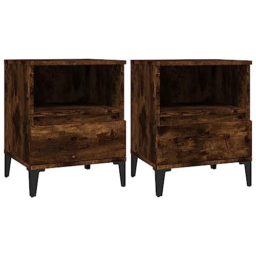 Genérico Wenjingqi 821821 Nachtkommode 2-teilig, Eiche Smoke, 40 x 35 x 50 cm, braun von Genérico