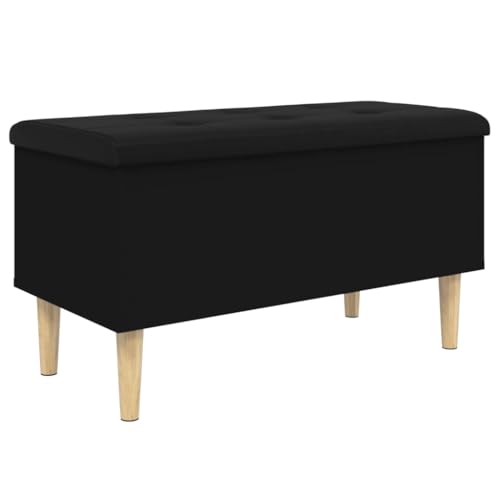 Genérico Wenjingqi 835076 Bank mit Aufbewahrung, Holztechnik, Schwarz, 82 x 42 x 46 cm von Genérico