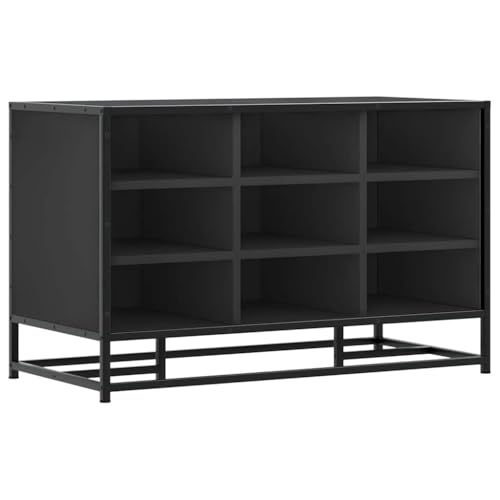 Genérico Wenjingqi 849229 Schuhbank aus Holz und schwarzem Metall, 84 x 40 x 53,5 cm, Schwarz von Genérico