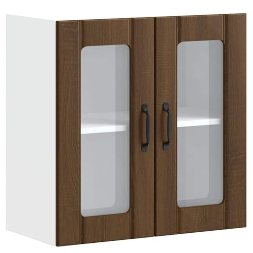 Genérico Wenjingqi 853914 Wandschrank, Küche, Glastür, Eiche, Braun, Braun von Genérico