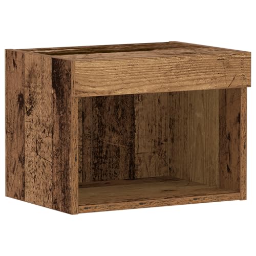 Genérico Wenjingqi 863098 Wandschrank mit LED-Licht, Altholz, 40 x 30 x 30 cm von Genérico