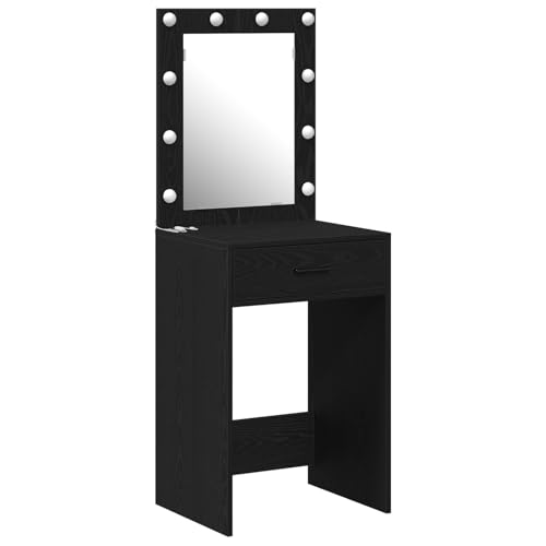 Genérico Wenjingqi 865038 Schminktisch mit LED-Leuchten, Eiche, Schwarz, 50 x 41 x 135 cm Genérico Wenjingqi 865038 Schminktisch mit LED-Leuchten, Eiche, Schwarz, 50 x 41 x 135 cm von Genérico