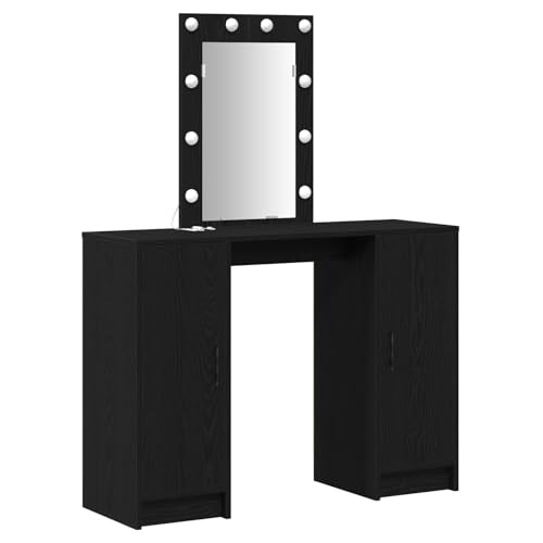 Genérico Wenjingqi 865182 Schminktisch mit LED-Leuchten, Eiche, Schwarz, 102 x 33 x 135 cm Genérico Wenjingqi 865182 Schminktisch mit LED-Leuchten, Eiche, Schwarz, 102 x 33 x 135 cm von Genérico