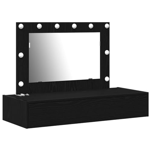 Genérico Wenjingqi 865236 Schminktisch mit LED-Lichtern, Eiche, Schwarz Genérico Wenjingqi 865236 Schminktisch mit LED-Lichtern, Eiche, Schwarz von Genérico