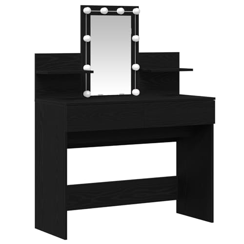 Genérico Wenjingqi 868852 Schminktisch mit LED-Licht, Holztechnik, Eiche, Schwarz, 100 x 40 x 130 cm Genérico Wenjingqi 868852 Schminktisch mit LED-Licht, Holztechnik, Eiche, Schwarz, 100 x 40 x 130 cm von Genérico