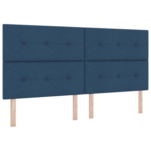 Genérico Wenjingqi Boxspringbett mit Matratze und LED, Blau, 200 x 200 cm, Stoff 3343130 von Genérico
