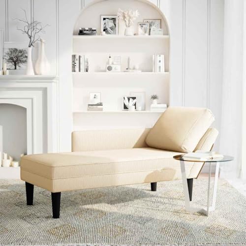 Genérico Wenjingqi Chaiselongue mit Kissen aus Cordstoff, cremefarben, 4009817 Genérico Wenjingqi Chaiselongue mit Kissen aus Cordstoff, cremefarben, 4009817 von Genérico