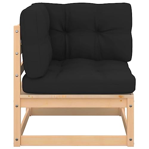 Genérico Wenjingqi Ecksofa Gartenmöbel Kissen Grau Anthrazit Akazienholz Anthrazit 807286 von Genérico