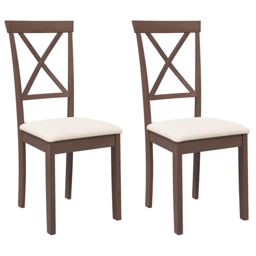 Genérico Wenjingqi Esszimmerstühle mit Kissen, 2 Stück, Massivholz, Braun, Gummi, Braun 4102401 Genérico Wenjingqi Esszimmerstühle mit Kissen, 2 Stück, Massivholz, Braun, Gummi, Braun 4102401 von Genérico