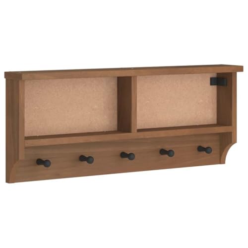 Genérico Wenjingqi Wandgarderobe SANDNES Kiefer massiv, 87 x 12 x 35 cm, Braun 4010470 von Genérico
