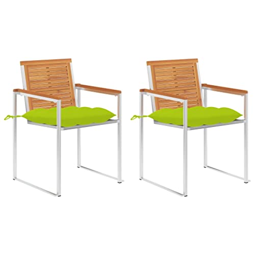 Genérico WenjingqiES-3061514 Gartenstühle mit Kissen, 2 Stück, massives Akazienholz und Stahl, von Genérico