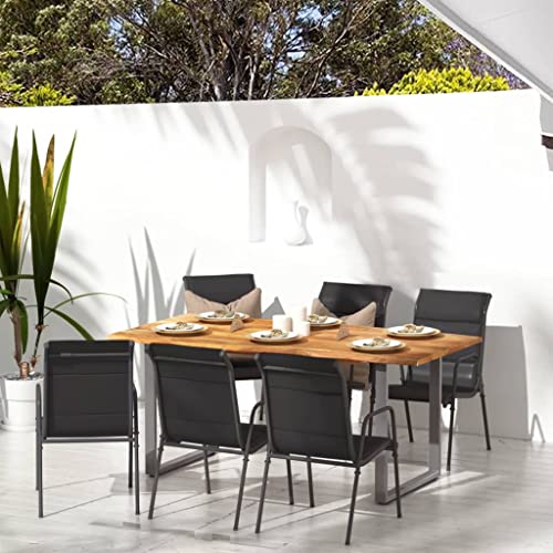 Genérico WenjingqiES-316822 Gartenstühle, 6 Stück, Stahl und schwarzes Textilene von Genérico