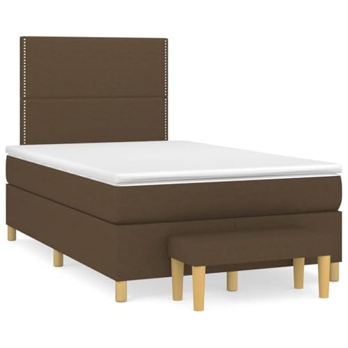 Genérico WenjingqiES-3270400 Boxspringbett mit Matratze, dunkelbrauner Stoff, 120 x 190 cm von Genérico