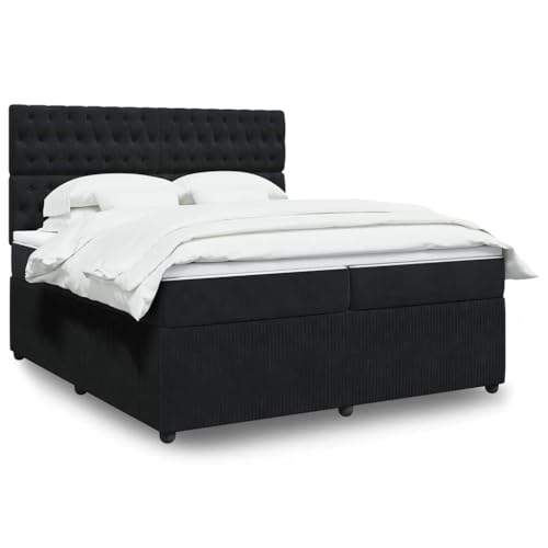 Genérico WenjingqiES-3292438 Boxspringbett mit Matratze aus schwarzem Samt, 200 x 200 cm von Genérico