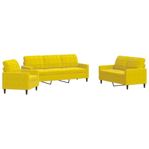 Generico kangqiling 3er Set Sofa mit Kissen Gelb Samt Gelb Gelb Gelb 3278357 von Generico