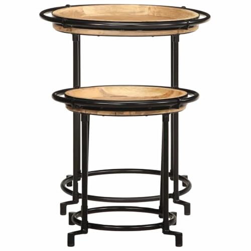 Generico kangqiling 4013513 2-teiliges Tischset aus Mangoholz, massiv, braun, 4013513 von Generico