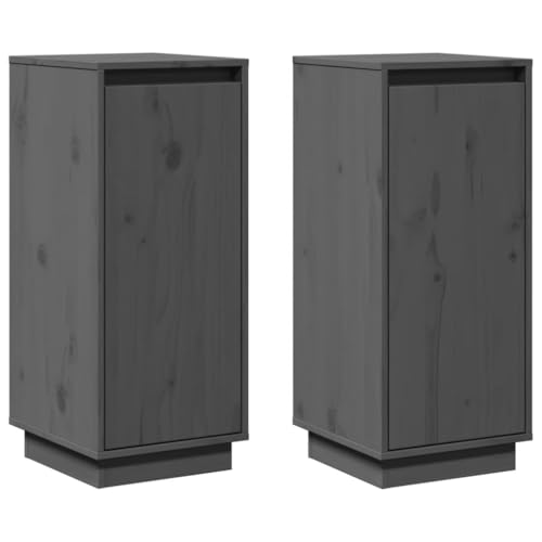 Generico kangqiling Sideboard 2-teilig grau 31,5 x 34 x 75 cm Kiefer Massivholz grau 813355 von Generico