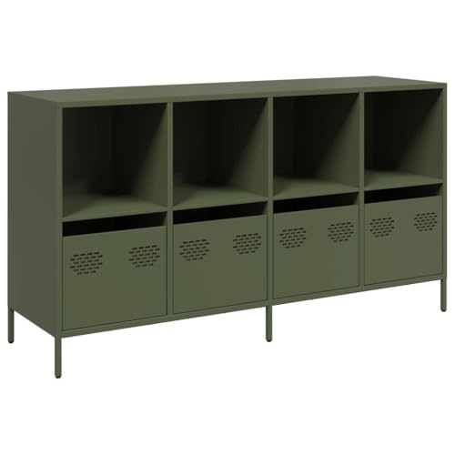 Generico kangqiling Sideboard Olivgrün 135 x 39 x 73,5 cm kaltgewalzter Stahl, grün, 3307165 von Generico
