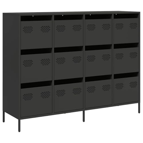 Generico kangqiling Sideboard schwarz 135 x 39 x 103,5 cm aus kaltgewalztem Stahl, schwarz, 3307173 von Generico
