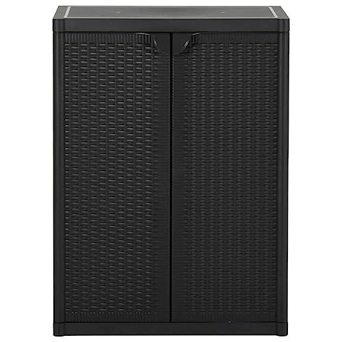 Genérico wenjingqi 151236 Gartenschrank aus Polypropylen, Rattan, Schwarz, 65 x 45 x 88 cm von Genérico