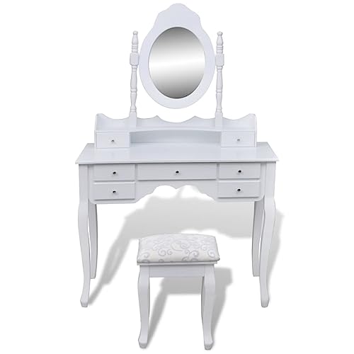 Genérico wenjingqi 241002 Schminktisch mit Spiegel und Hocker, 7 Schubladen Genérico wenjingqi 241002 Schminktisch mit Spiegel und Hocker, 7 Schubladen von Genérico