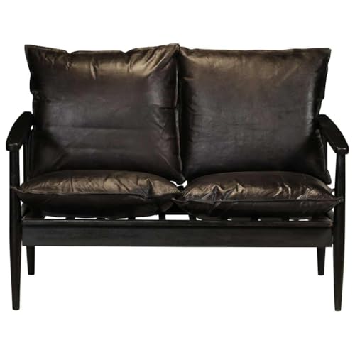 Genérico wenjingqi 246483 2-Sitzer-Sofa aus echtem Leder mit schwarzem Akazienholz Genérico wenjingqi 246483 2-Sitzer-Sofa aus echtem Leder mit schwarzem Akazienholz von Genérico