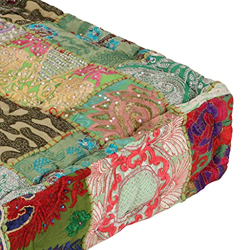 Genérico wenjingqi 246576 Quadratischer Sitzsack, Baumwolle, handgefertigt, 50 x 50 x 12 cm, Grün von Genérico
