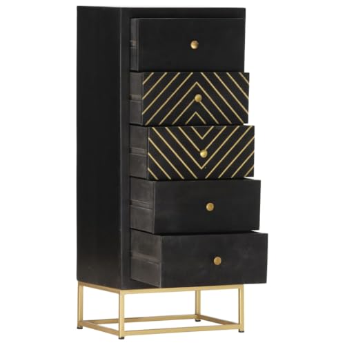Genérico wenjingqi 286513 Kommode aus Massivholz, Griff in Schwarz und Gold, 45 x 30 x 105 cm von Genérico