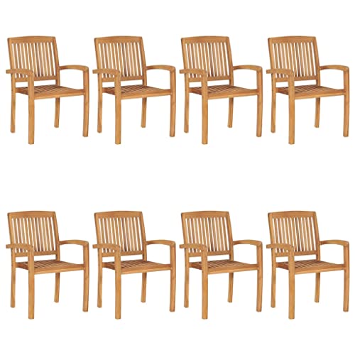 Genérico wenjingqi 3073253 Stapelbare Gartenstühle, 8 Stück, Teakholz mit Kissen von Genérico