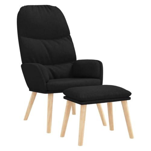 Genérico wenjingqi 3097348 Relaxsessel mit Fußstütze, Stoff, Schwarz von Genérico
