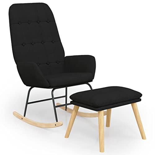 Genérico wenjingqi 3097710 Schaukelstuhl mit Hocker, schwarzer Stoff von Genérico