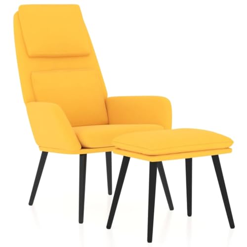 Genérico wenjingqi 3097775 Relaxsessel mit Fußstütze, Stoff, Senfgelb von Genérico