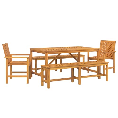 Genérico wenjingqi 3154113 Gartenmöbel-Set aus massivem Akazienholz, 5-teilig von Genérico