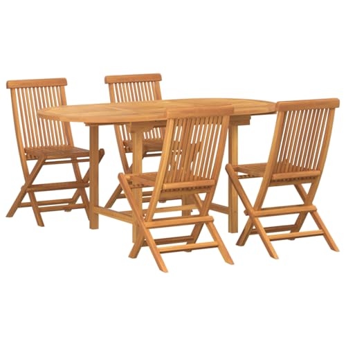 Genérico wenjingqi 3157128 Gartenmöbel-Set aus massivem Teakholz, 5-teilig von Genérico