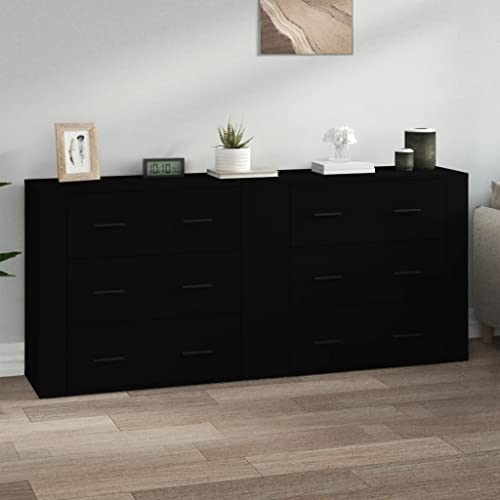 Genérico wenjingqi 3185408 Sideboard, 2 Stück, schwarzes Sperrholz von Genérico