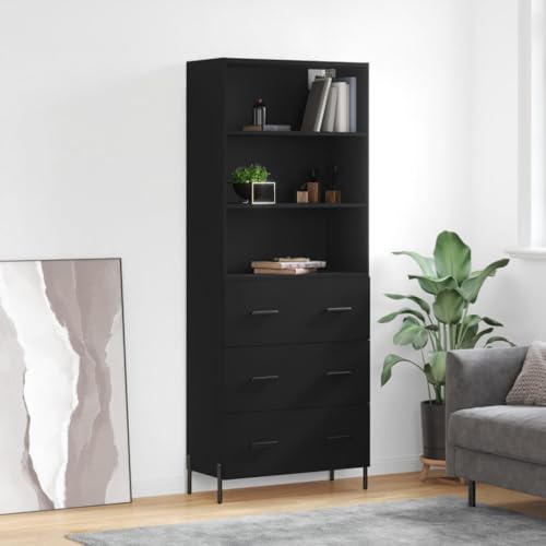 Genérico wenjingqi 3189390 Hohe Kommode, Sperrholz, Schwarz, 69,5 x 34 x 180 cm von Genérico
