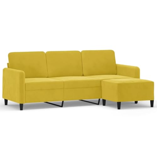 Genérico wenjingqi 3201180 3-Sitzer-Sofa mit Hocker, Samt, Gelb, 180 cm von Genérico