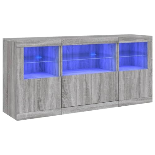 Genérico wenjingqi 3209070 Anrichte mit LED-Lichtern, Sonoma, Grau, 142,5 x 37 x 67 cm von Genérico