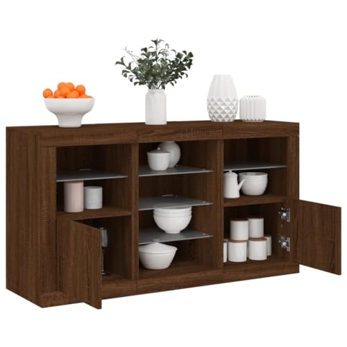 Genérico wenjingqi 3209085 Anrichte mit LED-Lichtern, braun, Eiche, 123 x 37 x 67 cm von Genérico
