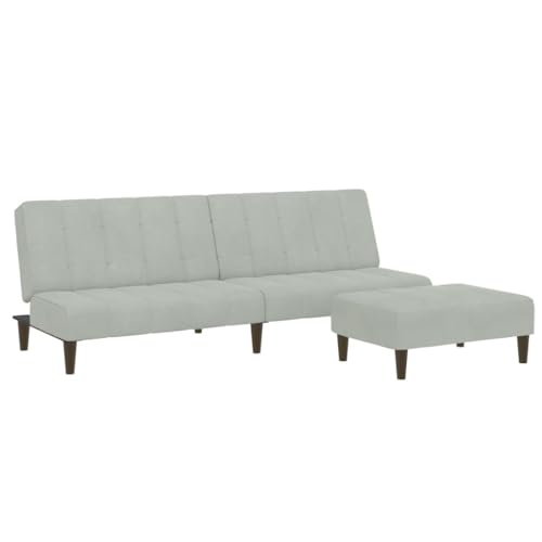 Genérico wenjingqi 3258092 Schlafsofa mit Hocker, Samt, Hellgrau von Genérico