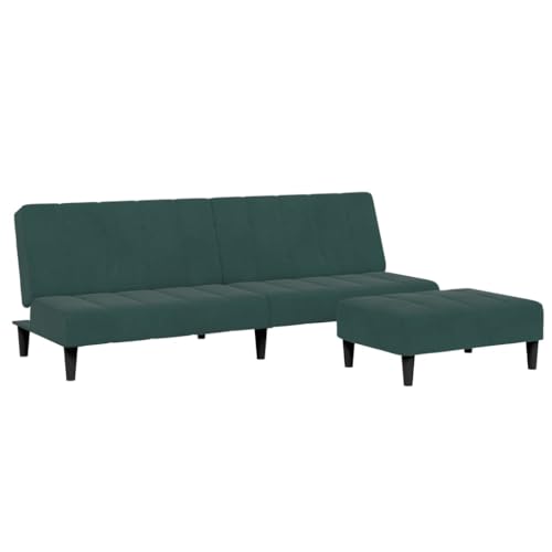 Genérico wenjingqi 3258094 2-Sitzer-Sofa mit Hocker, Samt, Dunkelgrün von Genérico