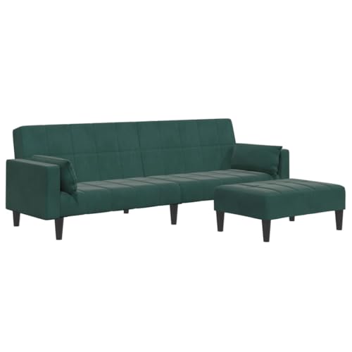 Genérico wenjingqi 3258135 Schlafsofa mit Hocker, Samt, Dunkelgrün von Genérico