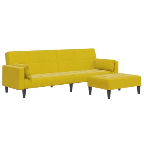 Genérico wenjingqi 3258137 2-Sitzer-Sofa mit Hocker, Samt, Gelb von Genérico