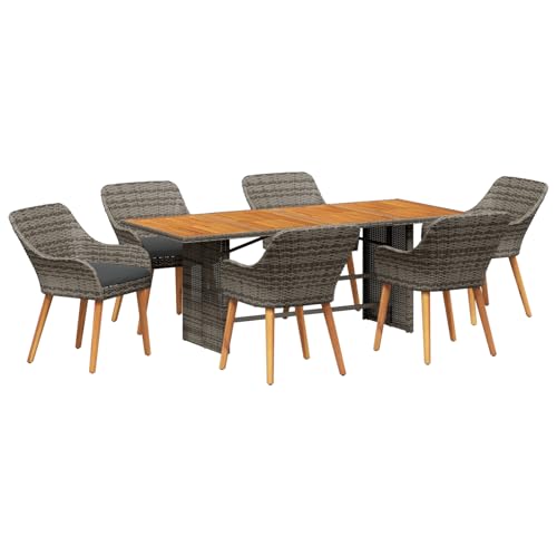 Genérico wenjingqi 3261627 Gartenmöbel-Set aus Rattan, 7-teilig, Grau von Genérico