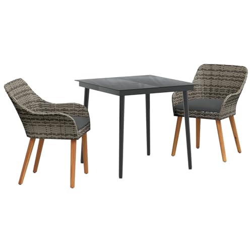 Genérico wenjingqi 3261677 Gartenmöbel-Set aus synthetischem Rattan, 3-teilig, Grau Genérico wenjingqi 3261677 Gartenmöbel-Set aus synthetischem Rattan, 3-teilig, Grau von Genérico